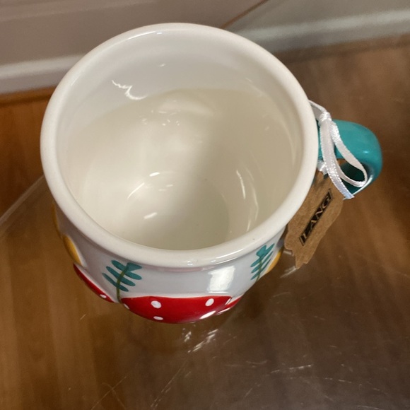 Mug Lang By Design Flowers & Mushrooms 16 oz Colorful Hand Painted Embossed - Picture 2 of 5